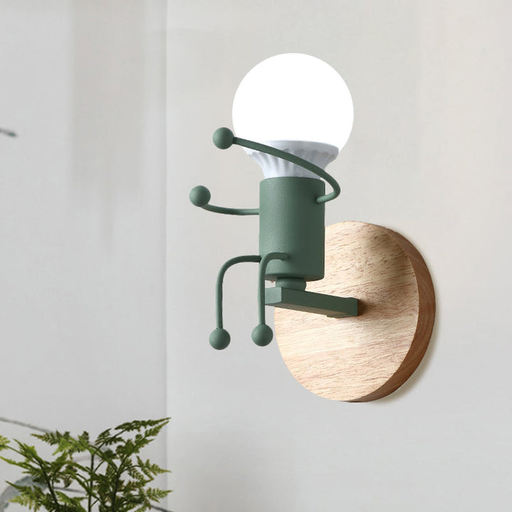 Skørter | Metal Child-like Wall Light Fixture Cartoon 1-Light Gray/White/Green Wall-mounted Lamp for Bedroom
