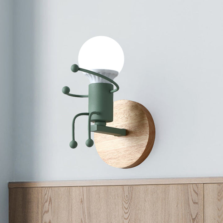 Skørter | Metal Child-like Wall Light Fixture Cartoon 1-Light Gray/White/Green Wall-mounted Lamp for Bedroom