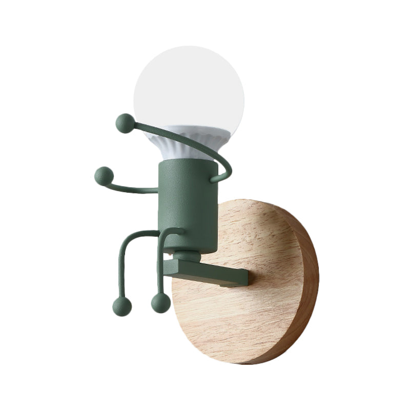 Skørter | Metal Child-like Wall Light Fixture Cartoon 1-Light Gray/White/Green Wall-mounted Lamp for Bedroom