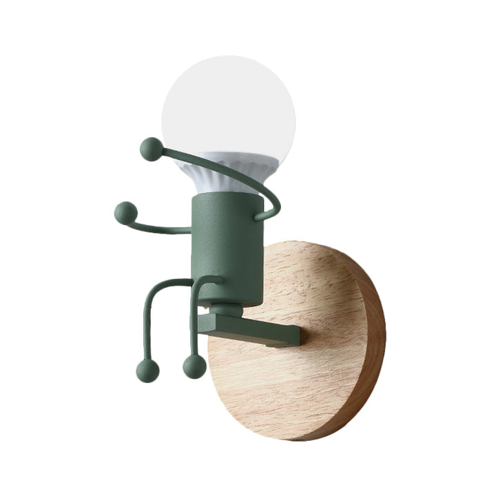 Skørter | Metal Child-like Wall Light Fixture Cartoon 1-Light Gray/White/Green Wall-mounted Lamp for Bedroom