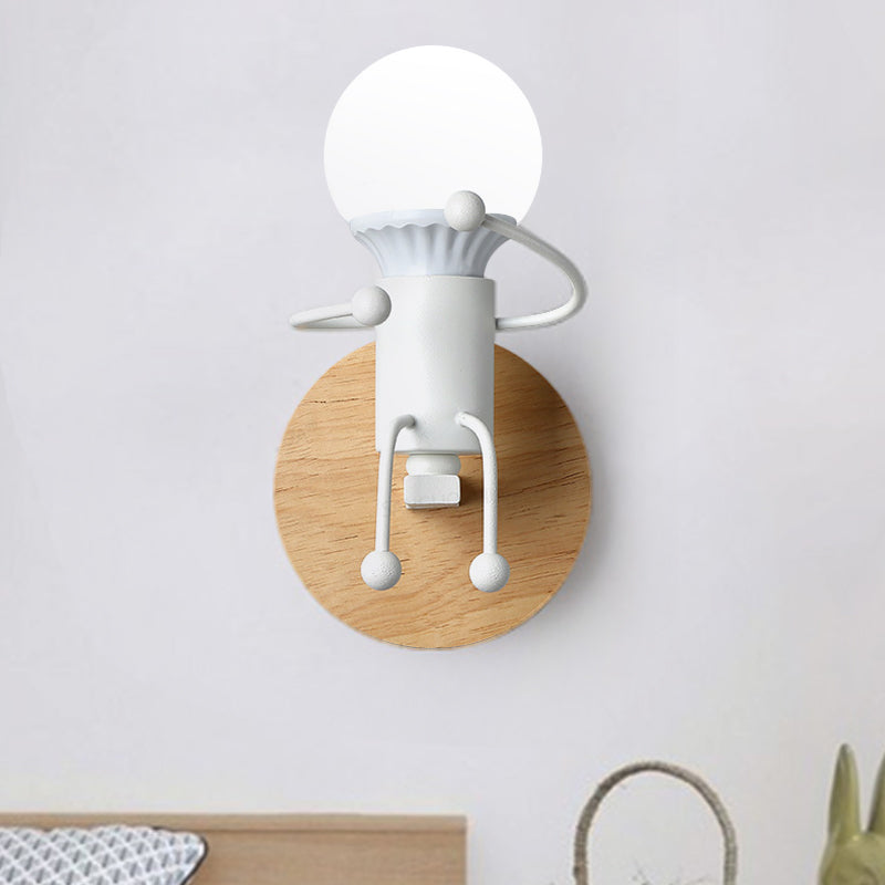 Skørter | Metal Child-like Wall Light Fixture Cartoon 1-Light Gray/White/Green Wall-mounted Lamp for Bedroom
