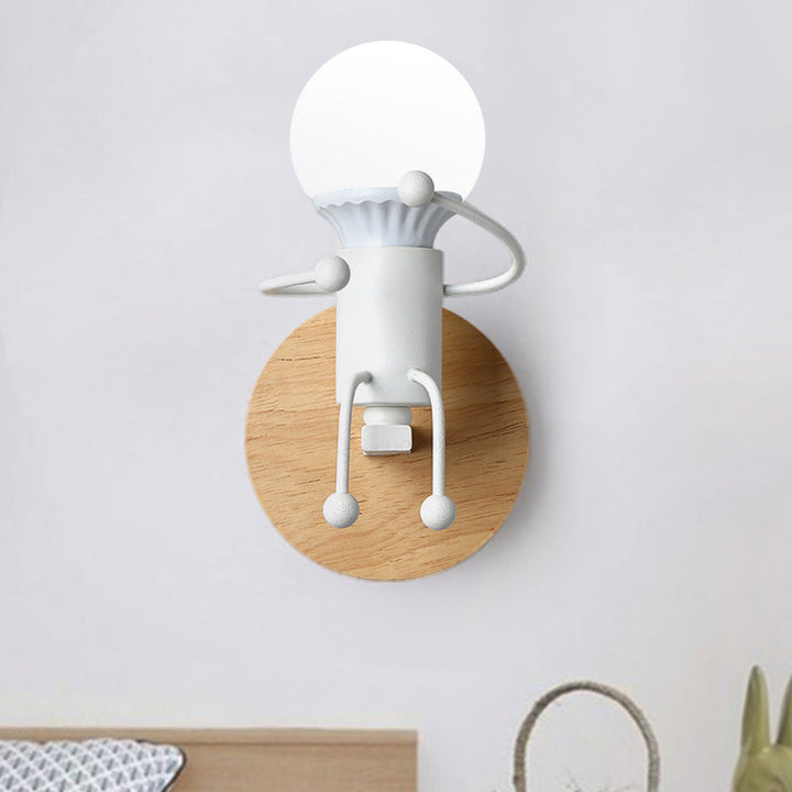 Skørter | Metal Child-like Wall Light Fixture Cartoon 1-Light Gray/White/Green Wall-mounted Lamp for Bedroom