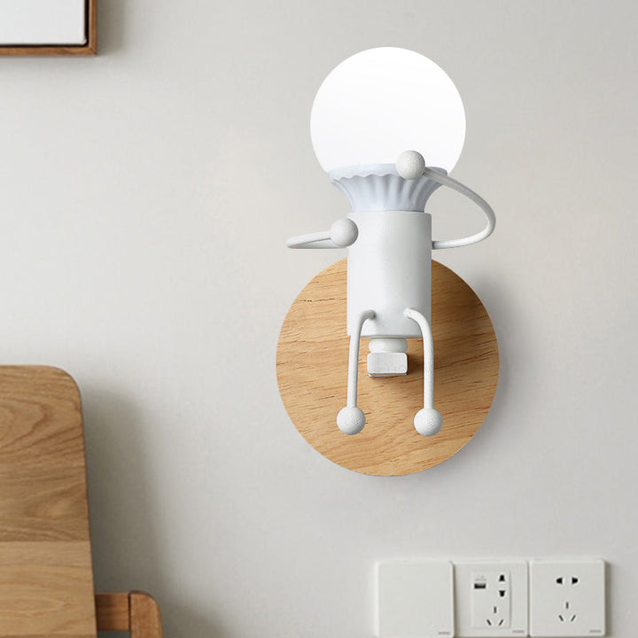 Skørter | Metal Child-like Wall Light Fixture Cartoon 1-Light Gray/White/Green Wall-mounted Lamp for Bedroom