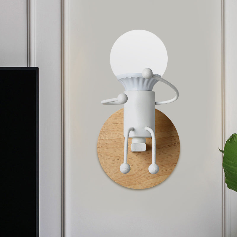 Skørter | Metal Child-like Wall Light Fixture Cartoon 1-Light Gray/White/Green Wall-mounted Lamp for Bedroom