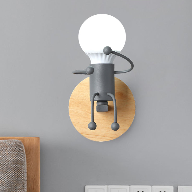 Skørter | Metal Child-like Wall Light Fixture Cartoon 1-Light Gray/White/Green Wall-mounted Lamp for Bedroom