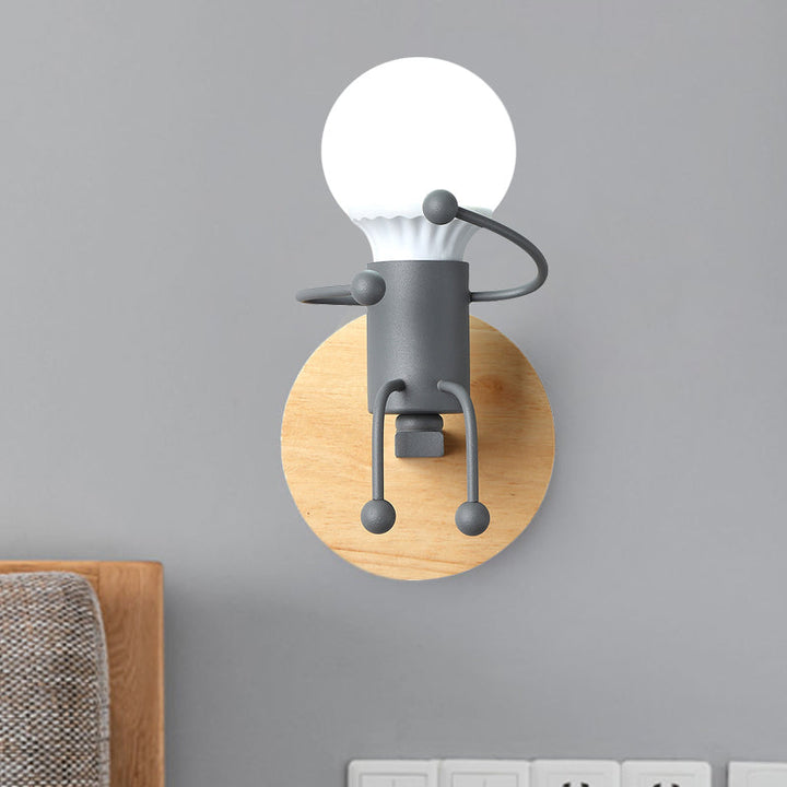 Skørter | Metal Child-like Wall Light Fixture Cartoon 1-Light Gray/White/Green Wall-mounted Lamp for Bedroom