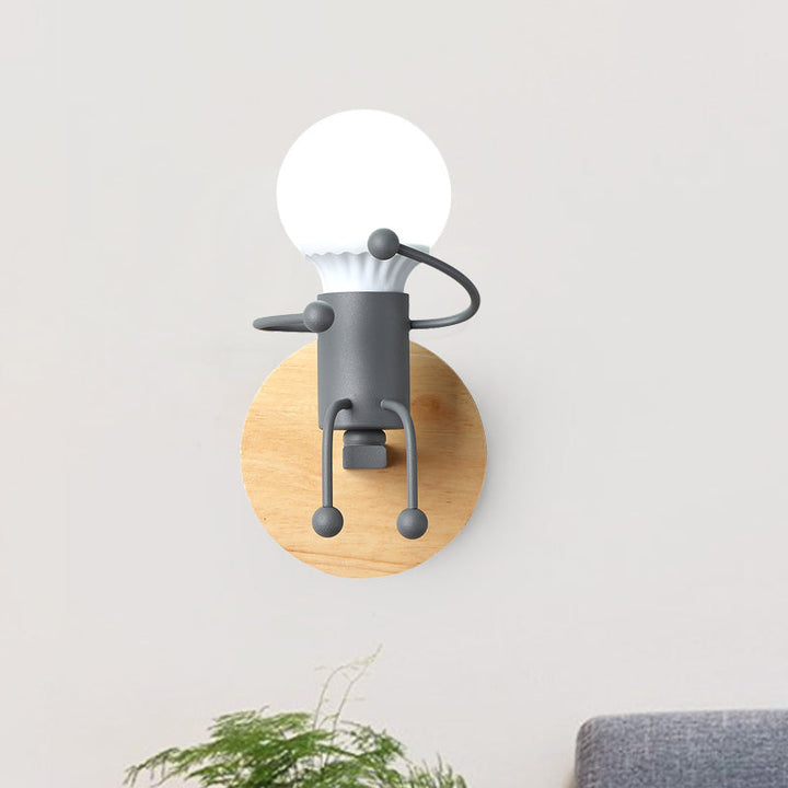 Skørter | Metal Child-like Wall Light Fixture Cartoon 1-Light Gray/White/Green Wall-mounted Lamp for Bedroom