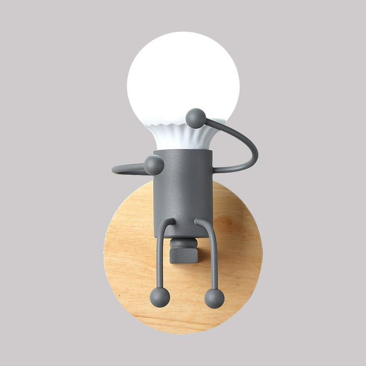 Skørter | Metal Child-like Wall Light Fixture Cartoon 1-Light Gray/White/Green Wall-mounted Lamp for Bedroom