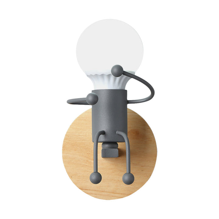 Skørter | Metal Child-like Wall Light Fixture Cartoon 1-Light Gray/White/Green Wall-mounted Lamp for Bedroom