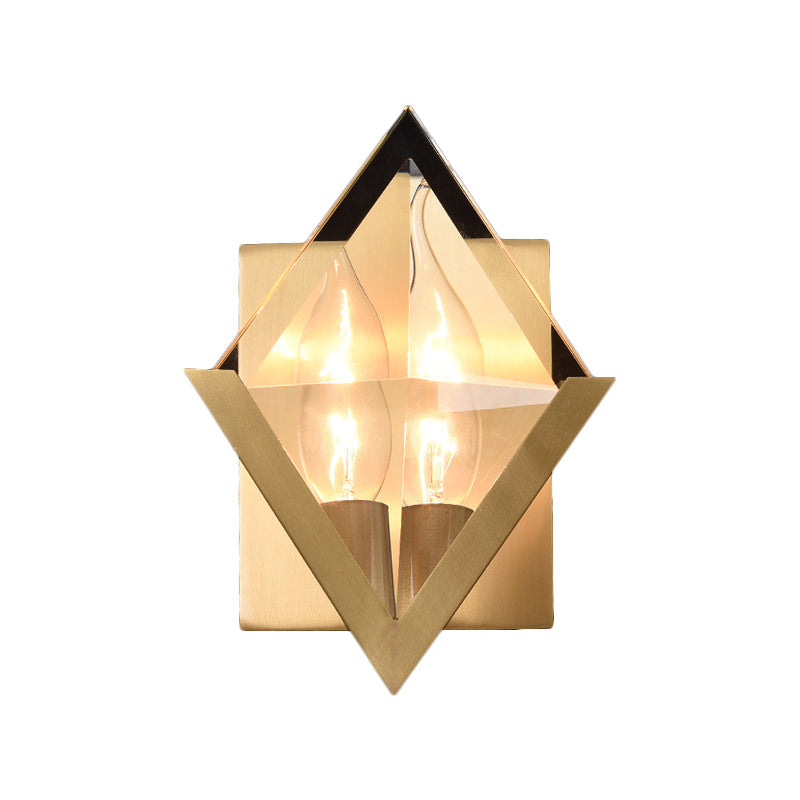 Lisslune | Rhombus Clear Crystal Panel Wall Lamp Minimalist 1 Lamp Brass Wall Mount Light Fixture