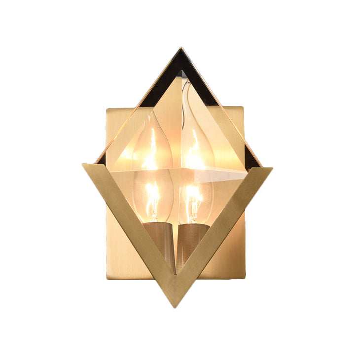 Lisslune | Rhombus Clear Crystal Panel Wall Lamp Minimalist 1 Lamp Brass Wall Mount Light Fixture