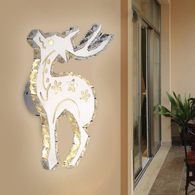 Lisslune | White LED Moose Wall Lighting System Modern Crystal Block Ceiling Wall Light in Warm/White Light