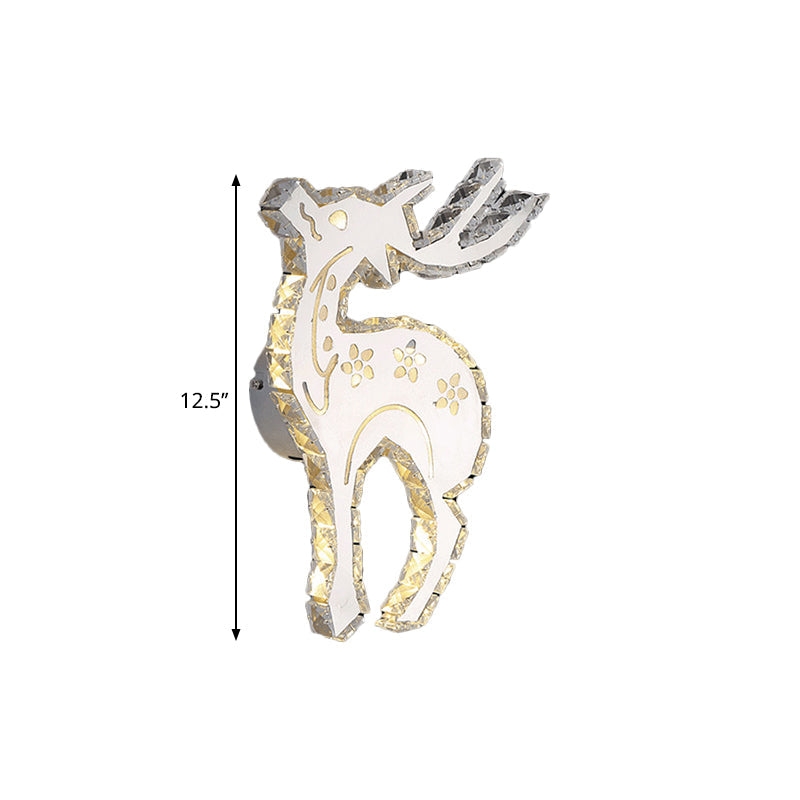 Lisslune | White LED Moose Wall Lighting System Modern Crystal Block Ceiling Wall Light in Warm/White Light