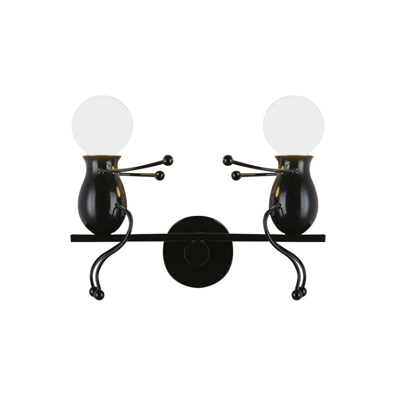Lisslune | Black/White/Red Childish Wall-Mounted Lamp Kids 2 Heads Metal Wall Light with Swing Arm