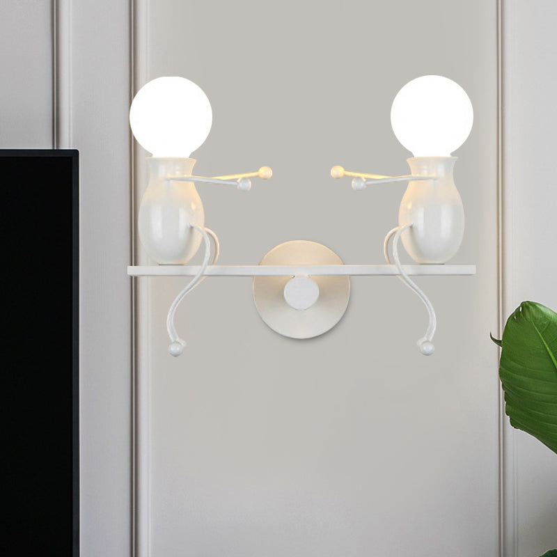 Lisslune | Black/White/Red Childish Wall-Mounted Lamp Kids 2 Heads Metal Wall Light with Swing Arm