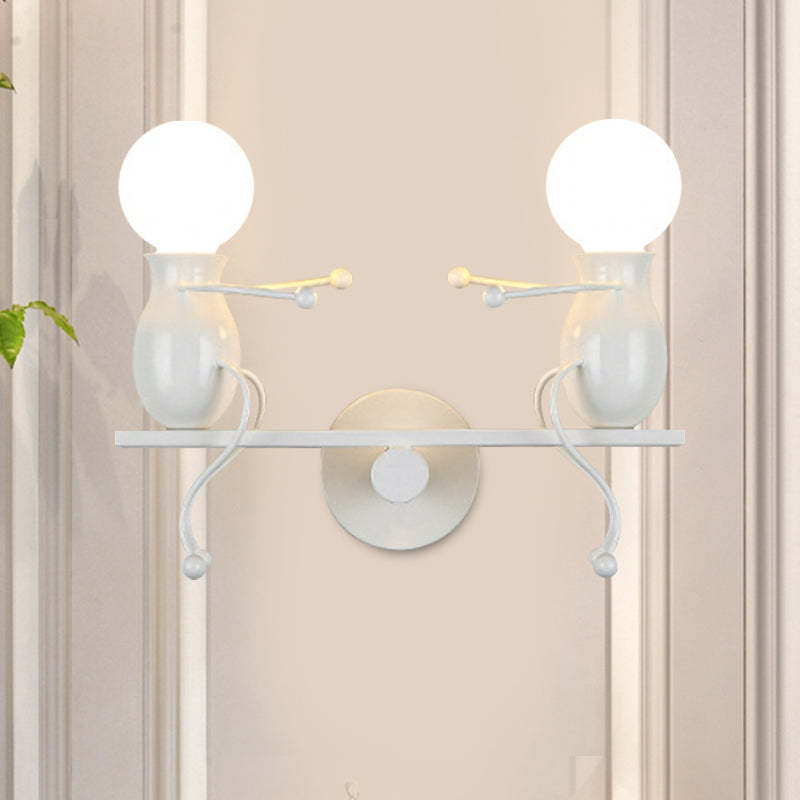 Lisslune | Black/White/Red Childish Wall-Mounted Lamp Kids 2 Heads Metal Wall Light with Swing Arm