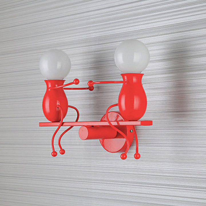 Lisslune | Black/White/Red Childish Wall-Mounted Lamp Kids 2 Heads Metal Wall Light with Swing Arm