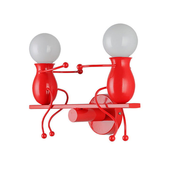 Lisslune | Black/White/Red Childish Wall-Mounted Lamp Kids 2 Heads Metal Wall Light with Swing Arm