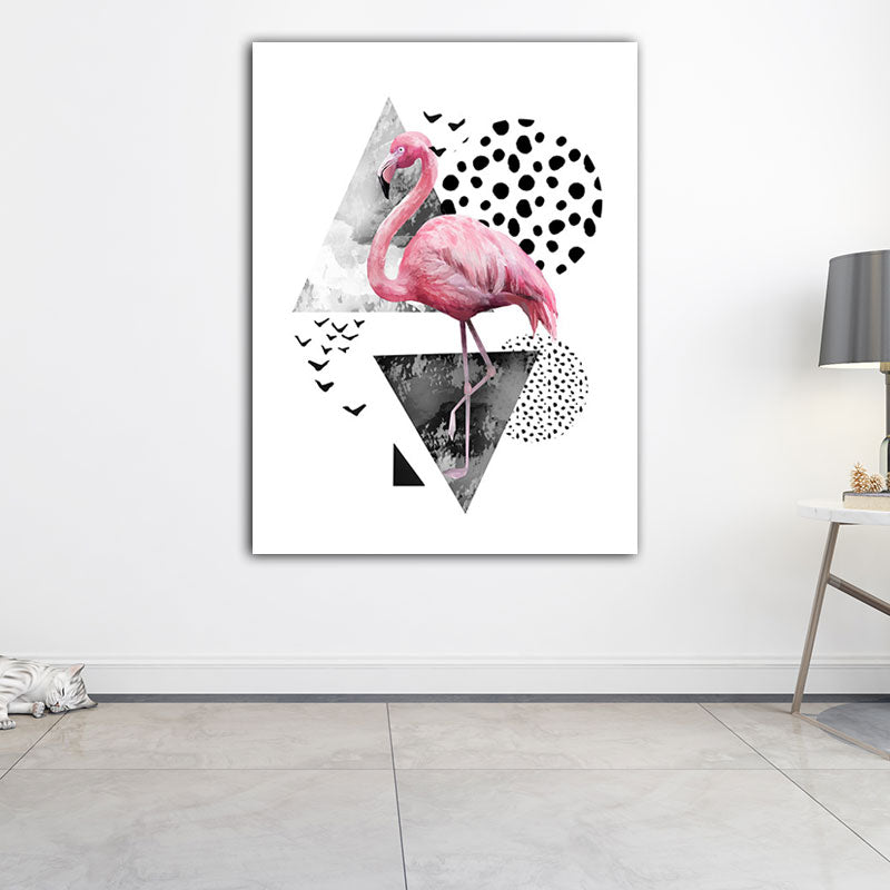 Lisslune | Tropics for 80s Wrapped Canvas Flamingo and Geometry Pink Wall Art Prints, multiple sizes