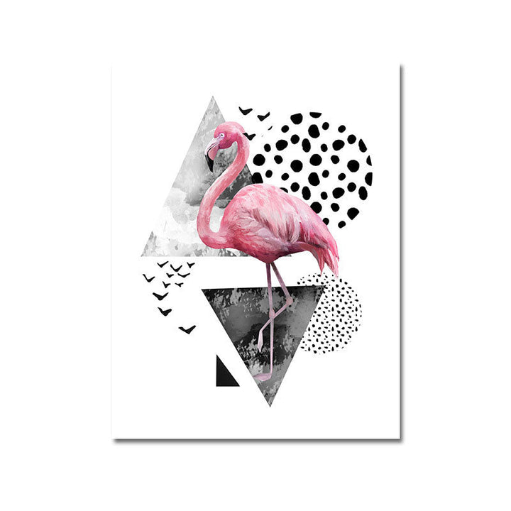 Lisslune | Tropics for 80s Wrapped Canvas Flamingo and Geometry Pink Wall Art Prints, multiple sizes