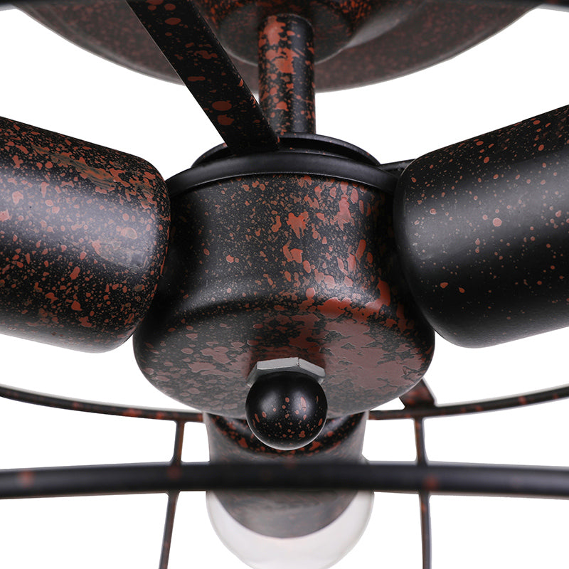 Lisslune | Weathered Copper Wall Lamp with Cage Shade Antique Style Wrought Iron 3 Lights Indoor Wall Lighting