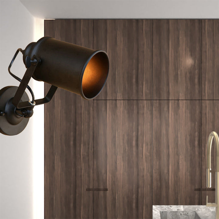 Lisslune | Cylinder Metallic Wall Light Antique Style 1 Light Living Room Wall Mounted Light in Black/Rust