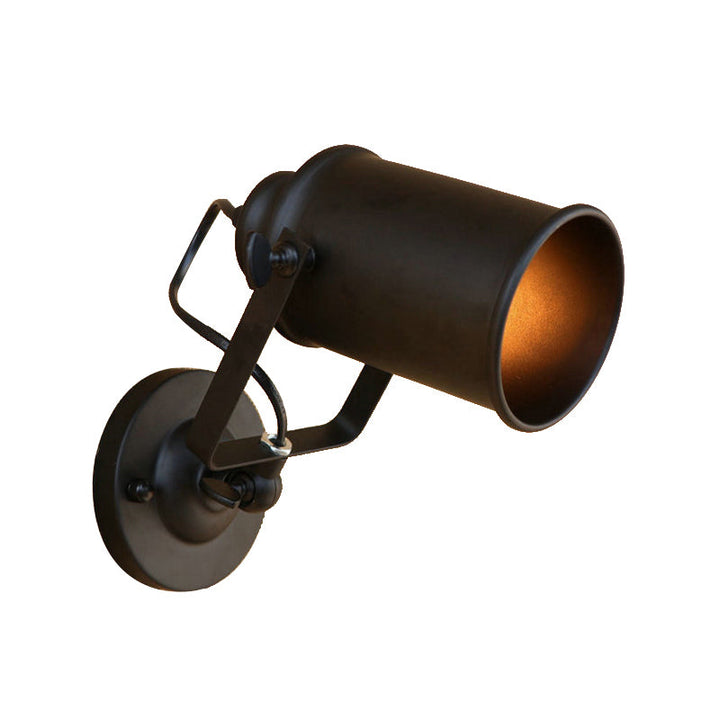 Lisslune | Cylinder Metallic Wall Light Antique Style 1 Light Living Room Wall Mounted Light in Black/Rust