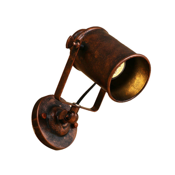 Lisslune | Cylinder Metallic Wall Light Antique Style 1 Light Living Room Wall Mounted Light in Black/Rust