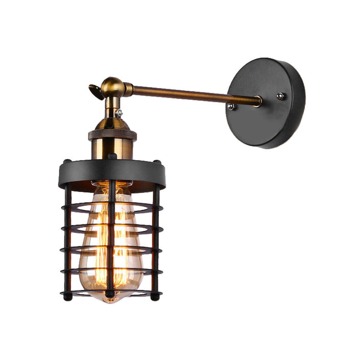 Skørter | Metal Striped Wall Lighting Industrial Rustic 1 Light Indoor Mini Wall Model Lighting with Cylindrical Shade