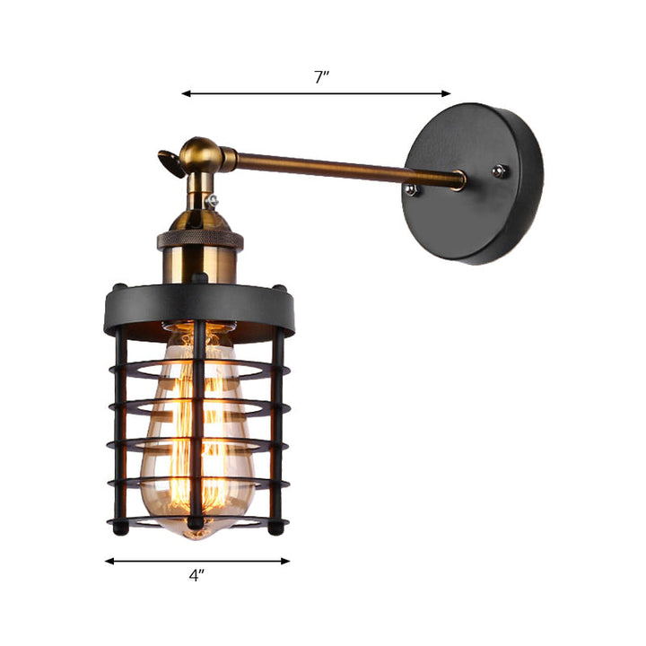Skørter | Metal Striped Wall Lighting Industrial Rustic 1 Light Indoor Mini Wall Model Lighting with Cylindrical Shade