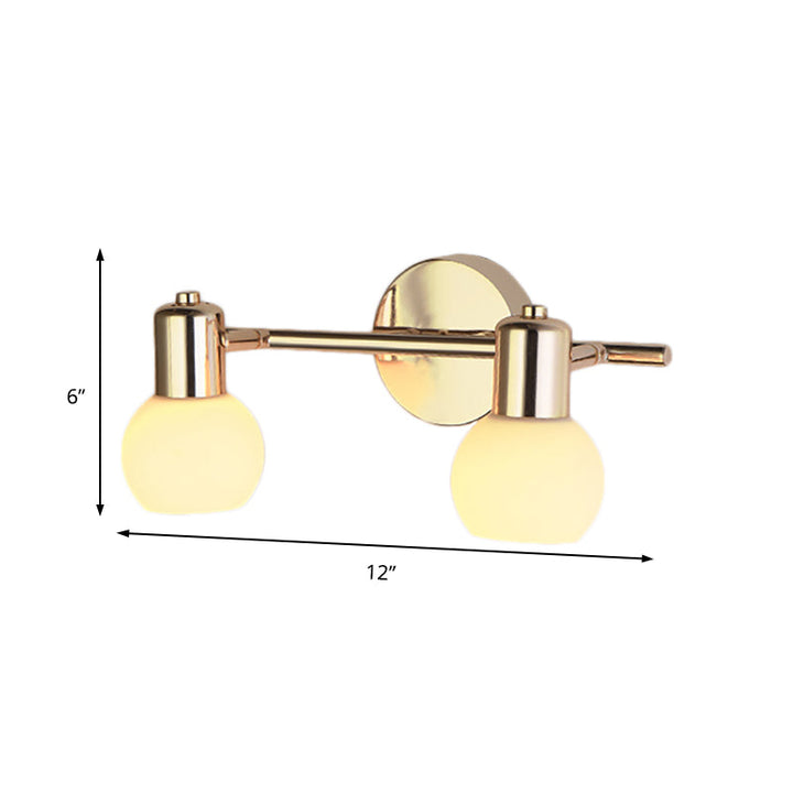 Lisslune | 2/3 Bulb Wall Sconce Lighting with Bubble Shade Milk Glass Modern Bedroom Light Fixture in Brass