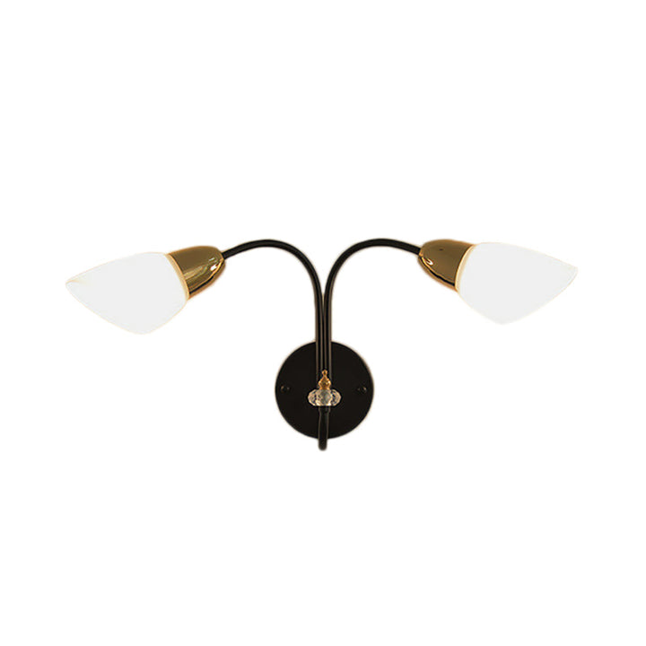 Lisslune | Oval Milky Glass Wall Mounted Lamp Modern 1/2-Bulb Living Room Wall Light in Black