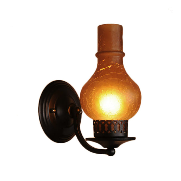Lisslune | 1 Bulb Vase Shade Wall Mounted Light Fixture Rustic White/Amber Spritz Glass Lighting for Hallway