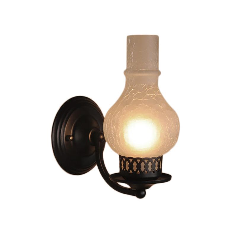 Lisslune | 1 Bulb Vase Shade Wall Mounted Light Fixture Rustic White/Amber Spritz Glass Lighting for Hallway