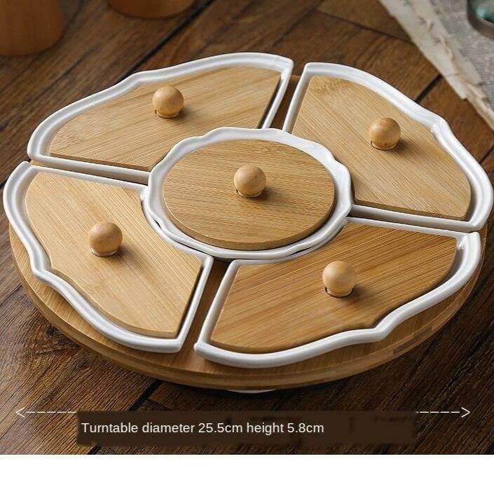 Lisslune | Five Grid Rotating Ceramic Breakfast Platter