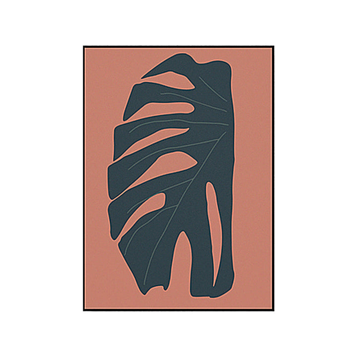 Lisslune | Tropical leaf wrapped canvas texture living room wall art in red (Multiple size options)