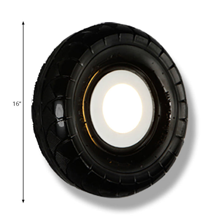 Lisslune | Tyre Metallic Wall Light Farmhouse Style LED Corridor Wall Mount Lighting in Black, 10"/16" Width