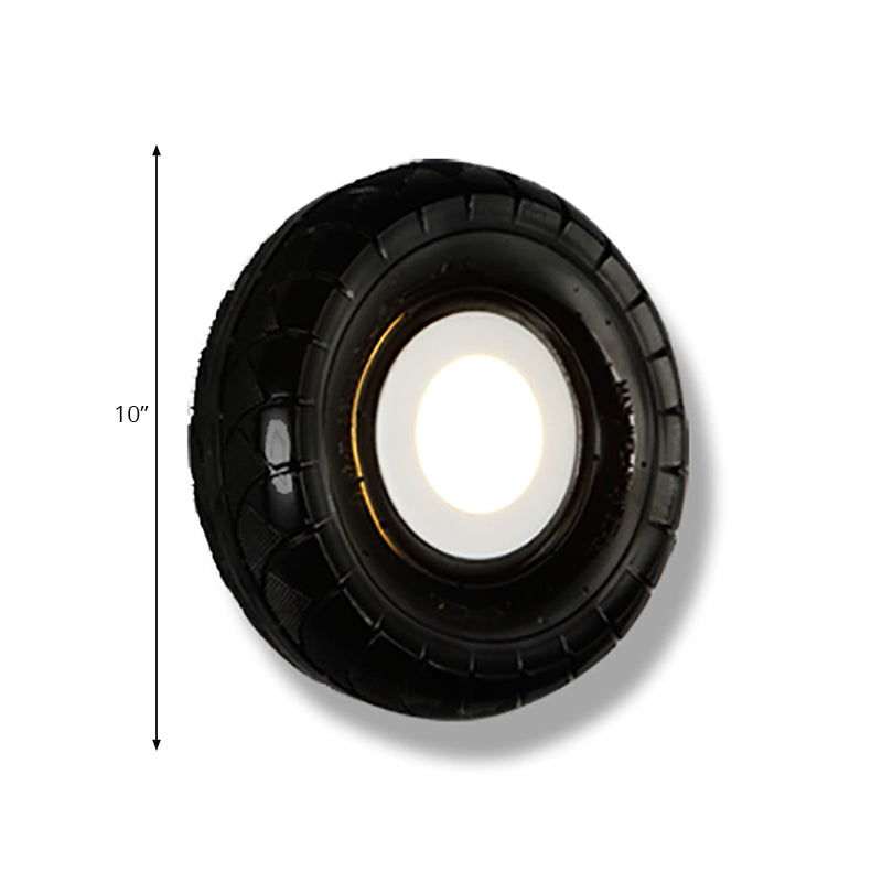 Lisslune | Tyre Metallic Wall Light Farmhouse Style LED Corridor Wall Mount Lighting in Black, 10"/16" Width