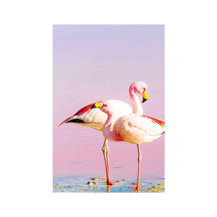 Lisslune | Tropix Animal Flamingos Canvas Art Pink-Blue Textured Wall Decoration for the Seating Area