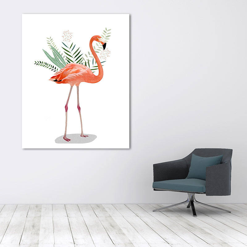 Lisslune | Flamingo and leaves wrapped canvas pink tropical wall decoration for sign room