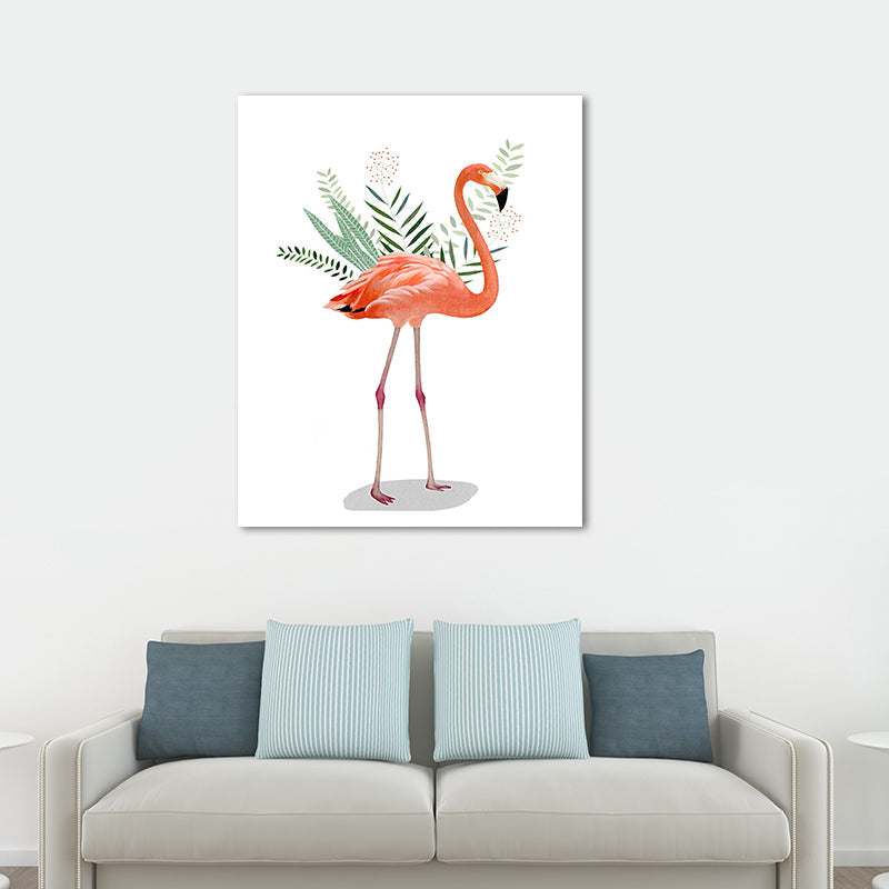 Lisslune | Flamingo and leaves wrapped canvas pink tropical wall decoration for sign room