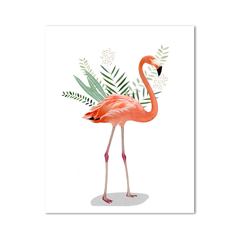 Lisslune | Flamingo and leaves wrapped canvas pink tropical wall decoration for sign room