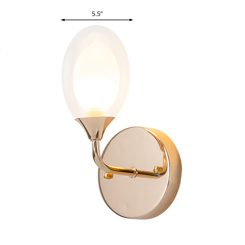 Lisslune | Modern oval shadow wall lighting 1 lamp clear glass wall lamp in brass for the dining room