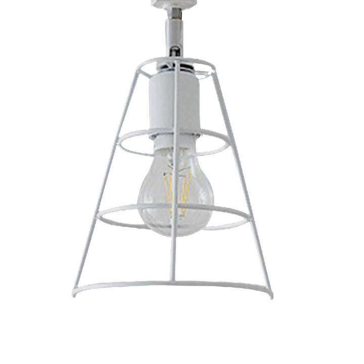 Lisslune | Vintage Style Conic Cage Wall Lamp with Curved Arm 1 Light Metal Wall Lamp in Black/White