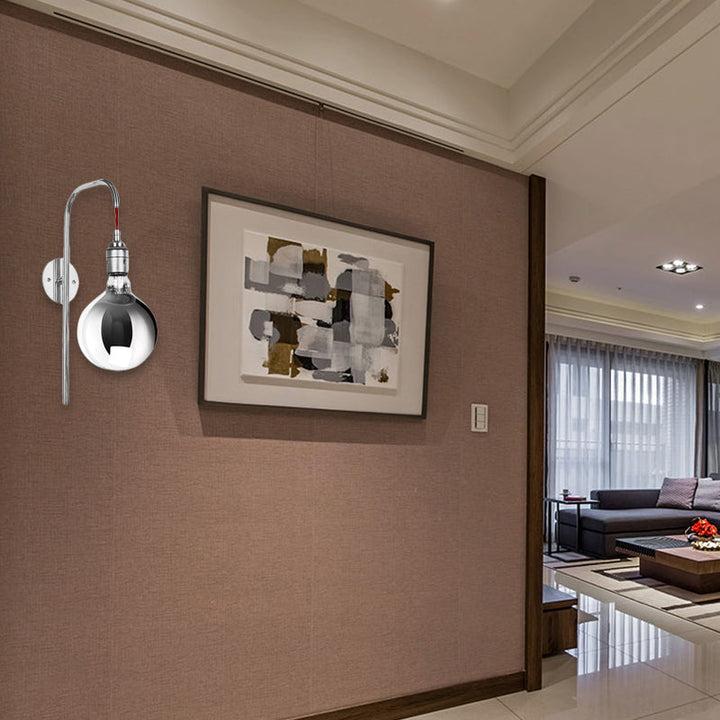 Lisslune | Chrome/Gold A Light Wall Lamp Modern Clear Glass Globe Lighting Fixture for Living Room