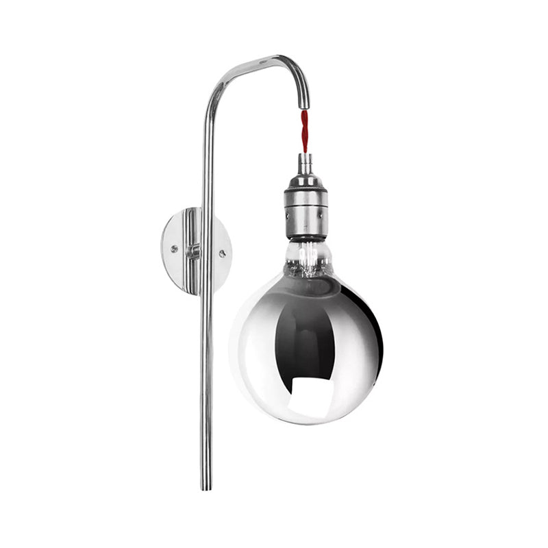 Lisslune | Chrome/Gold A Light Wall Lamp Modern Clear Glass Globe Lighting Fixture for Living Room