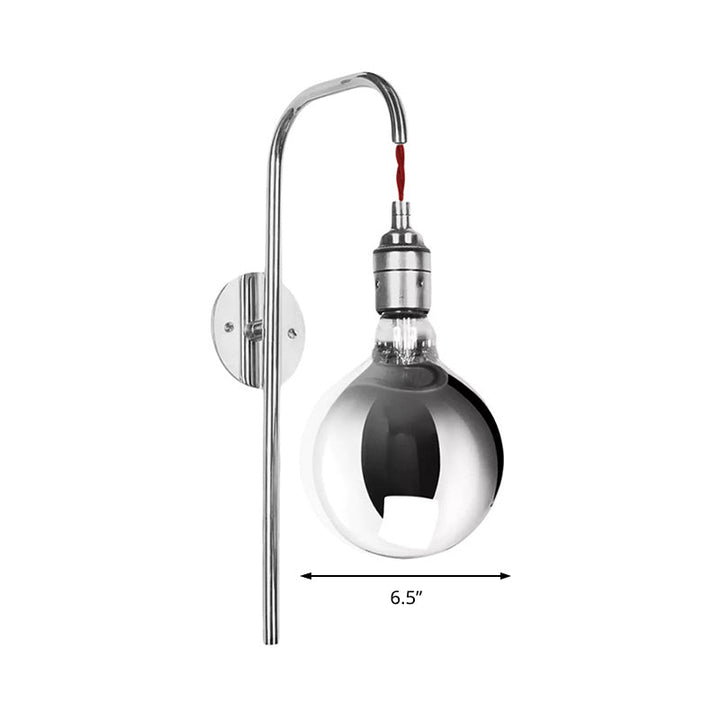 Lisslune | Chrome/Gold A Light Wall Lamp Modern Clear Glass Globe Lighting Fixture for Living Room
