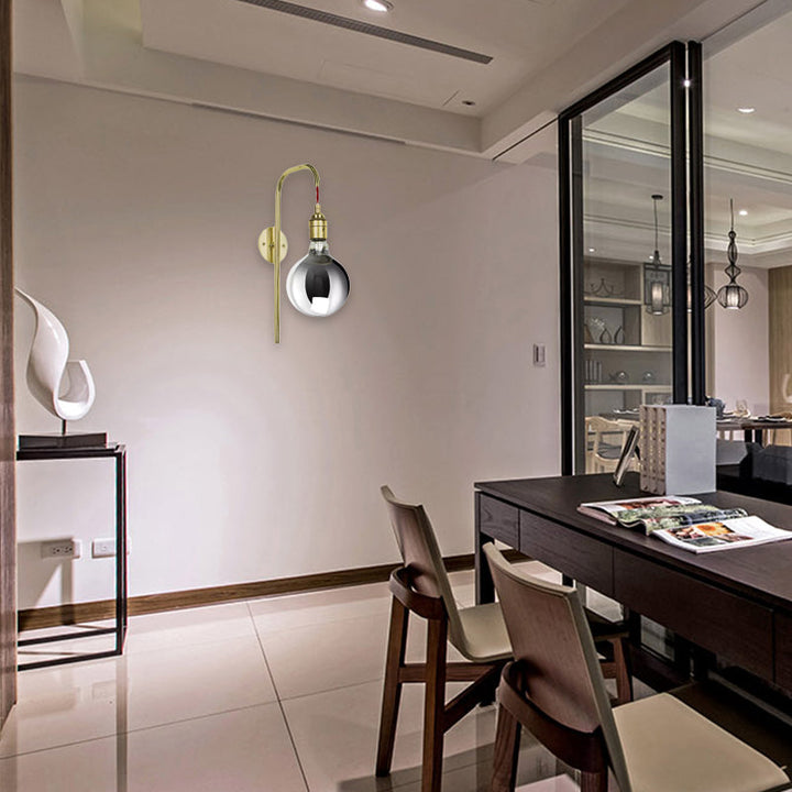 Lisslune | Chrome/Gold A Light Wall Lamp Modern Clear Glass Globe Lighting Fixture for Living Room