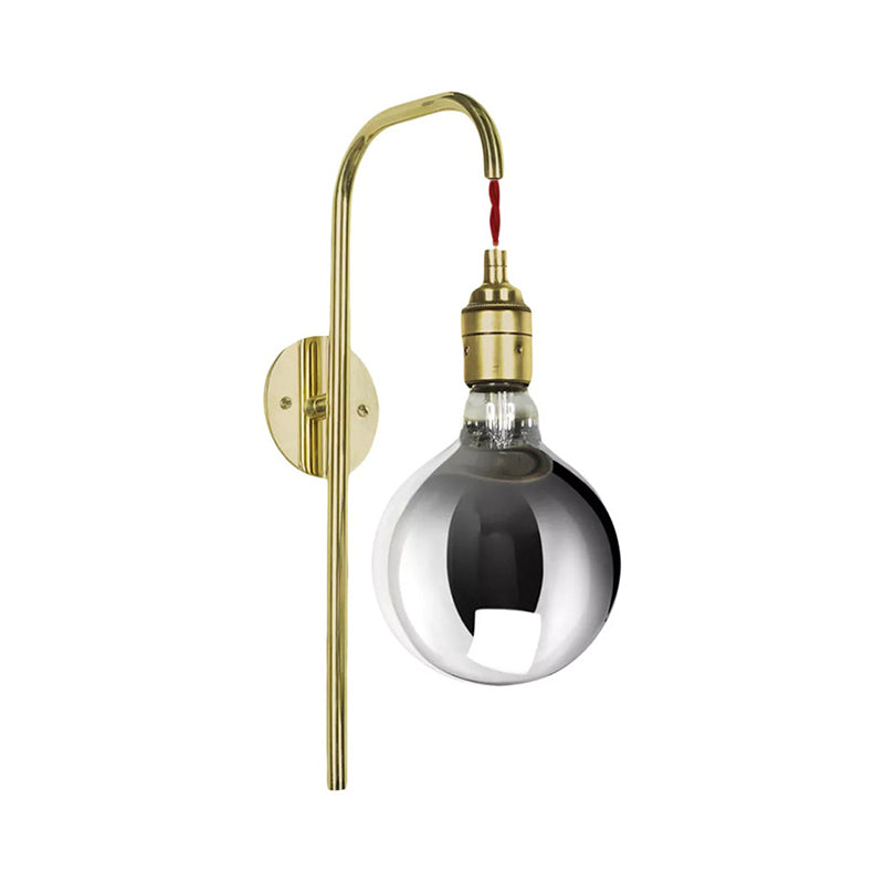 Lisslune | Chrome/Gold A Light Wall Lamp Modern Clear Glass Globe Lighting Fixture for Living Room