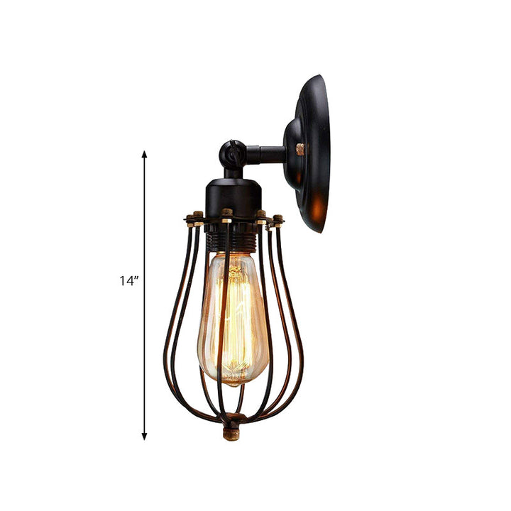 Lisslune | 2 Packs Gek cage-brick metal wall lamp Industrial style 1 light bedroom wall mounting lamp with bulb shape
